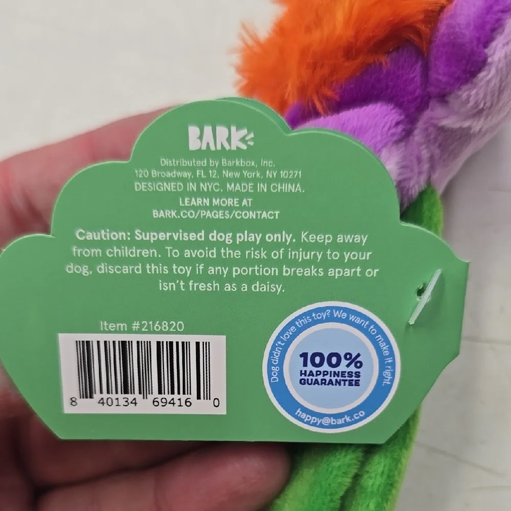 Bark Plush Dog Toy Purple and Orange Flower Daisy May NWT Size Small 0-20 Pounds